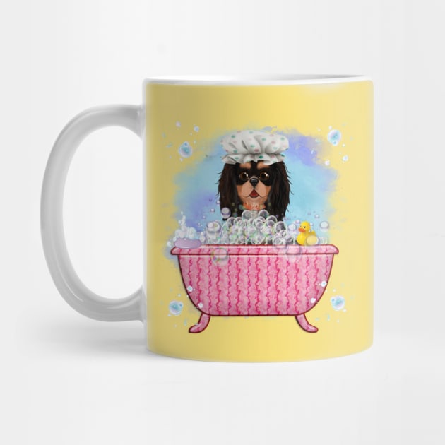 Black and Tan Cavalier King Charles Spaniel in a Bath Tub by Cavalier Gifts